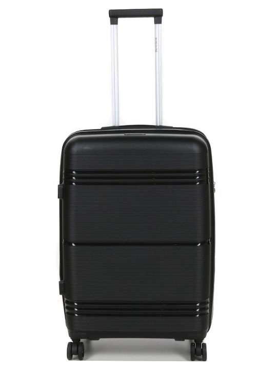 WORLDLINE Mittlerer Reisekoffer Hartschalen Black mit 4 Räder