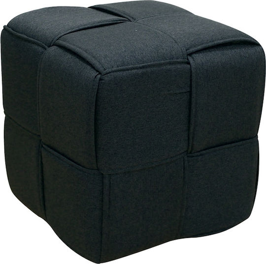 Σκαμπό Σαλονιού Επενδυμένο με Ύφασμα Line Black 40x40x40εκ.