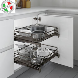 Wire Kitchen Pantry Pull-Out Basket Inoxa Ardesia 5202 No40 Anthracite