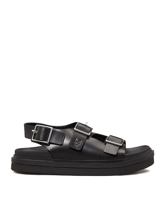 Hogan Leather Women's Flat Sandals in Black Color