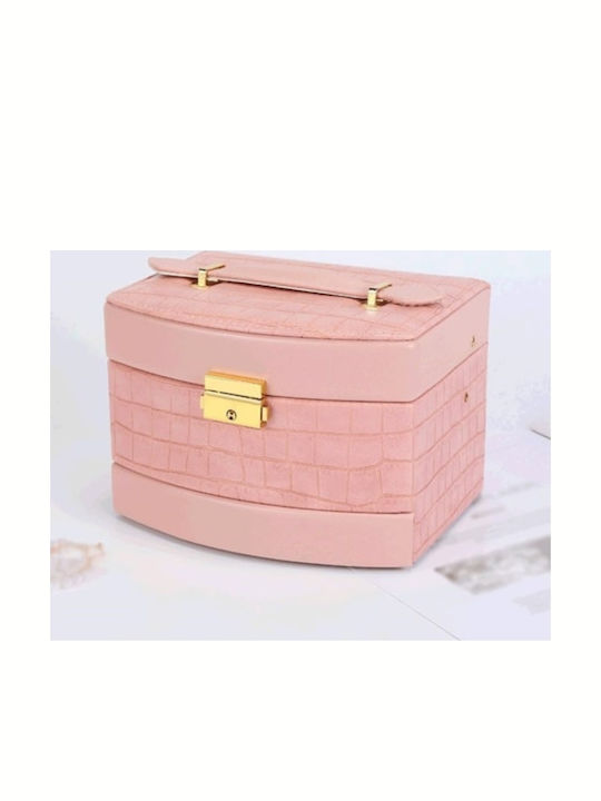 My Home Luxury Кутия За Бижута Куфарче За Пътуване Розова 18x14x12.5см My Home Luxury Кутия За Бижута Куфарче За Пътуване Розова 18x14x12.5см