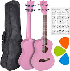 V-tone Uk23 Pk Acoustic Concert Ukulele 23" Pink + Cover Γιουκαλίλι Τσάντα Θήκη Μεταφοράς 3 Πένες Ροζ