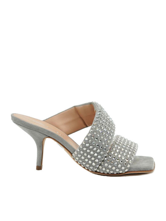Eddy Daniele Leather Mules Gray ES22202