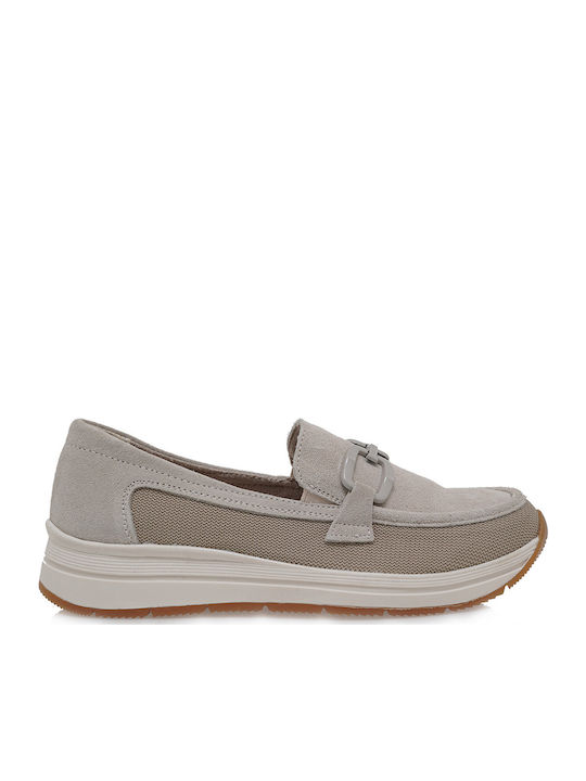 Δερμάτινα Γυναικεία Loafers σε Λευκό Χρώμα