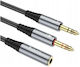 Hoco Hoco 3.5mm Jack Cable Female - 2x 3.5mm Male Gray Length 0.25m