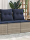 Two-Seater Outdoor Rattan Sofa with Cushions 55x55x69cm