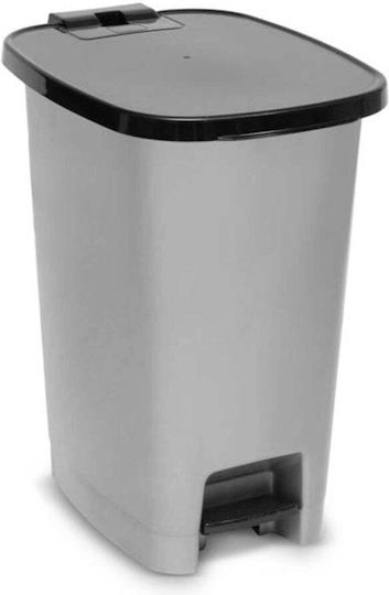TnS Plastic Waste Bin with Pedal Silver 15lt