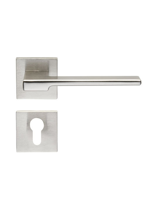 Door Handles Single or Pair Handle Rosette Contemporary Square Ilavio 2646 Zinc Alloy Material Nickel Matte 06