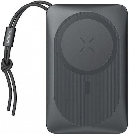 Veger MagOn Magnetic Wireless MagSafe Power Bank 10000mAh 20W cu Port USB-A și Port USB-C Livrarea energiei / Quick Charge 3.0 Gri