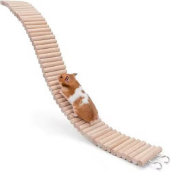 Wooden Climbing Ladder Fence for Hamsters with Metal Hooks M8xL20xH1cm