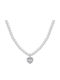 Luca Barra Necklace from Steel with Pearls