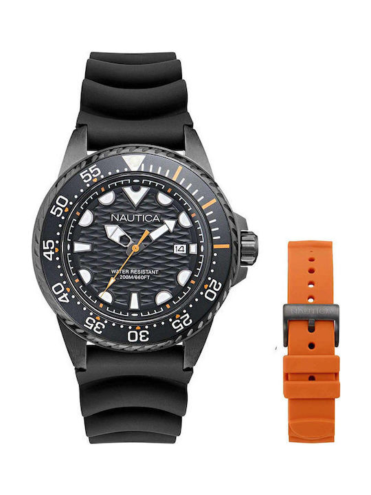 Nautica Men's Watch Battery with Black Rubber S...