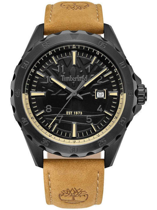 Timberland Ανδρικό Ρολόι 45mm Μπαταρίας με Καφέ Δερμάτινο Λουράκι