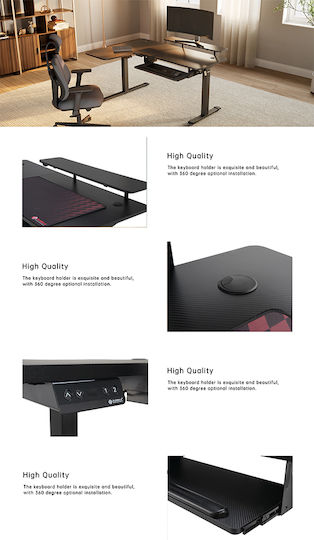 Spielbüro Holz Black mit Metallbeinen & verstellbarer Höhe 155x110x74cm