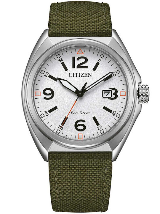 Citizen Herrenuhr 41mm Batterie mit Grün Stoffarmband