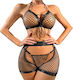 Ophelia's Dream Lingerie Fishnet Set Bra-crotchless Shorts 10h3135blk