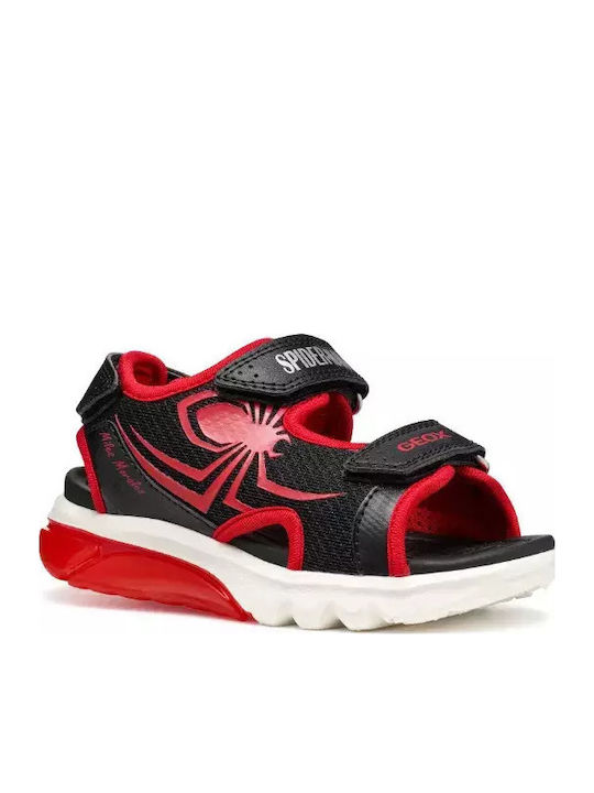 Sandale Copii J Sandal Ciberdron cu Închidere Hoop & Loop și Luminite Negre