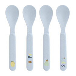 Laessig Baby Set with Spoons Happy Fruits made of Plastic Light Blue 4pcs
