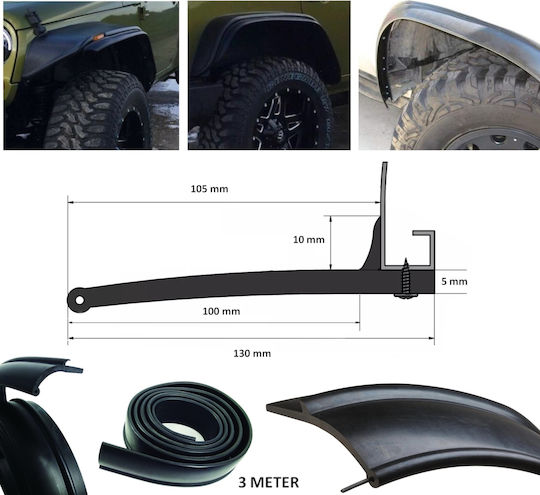 Gummifender-Schutz für Jeep Offroad SUV Van 3m x 10cm Schwarz