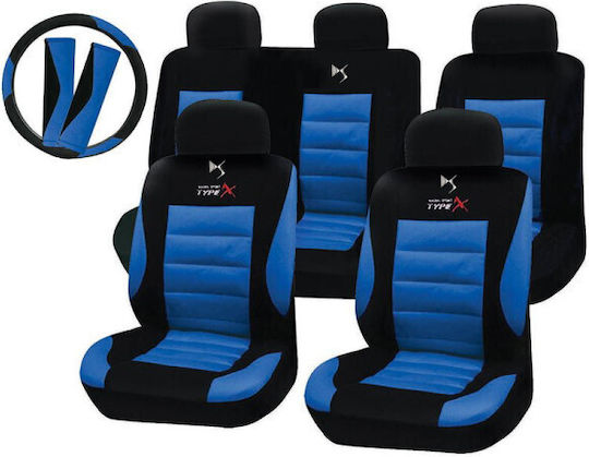 Takeposition Set Huse Auto 14buc Poliester Albastru / Negru