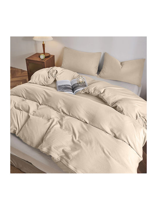 Lino Home Sheet Sets Queen with Elastic 160x200+32cm. Moderna Beige 4pcs