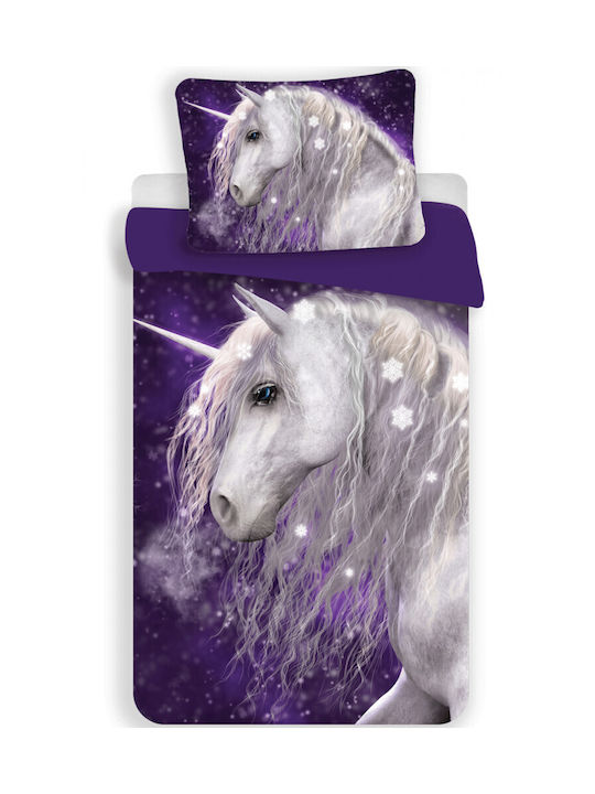 Unicorn Set Cearceaf Pentru Copii Simplu Mov