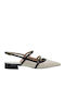 Leather Ecru Heels with Strap