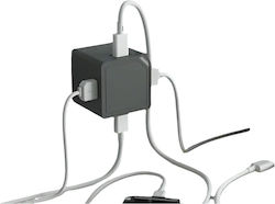 USB зарядно кубче от Allocacoc 4xUSB сиво
