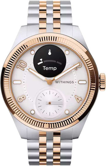 Withings Scanwatch Nova Brilliant Stainless Steel 39mm Waterproof with Heart Rate Monitor (Rose Gold Silver)