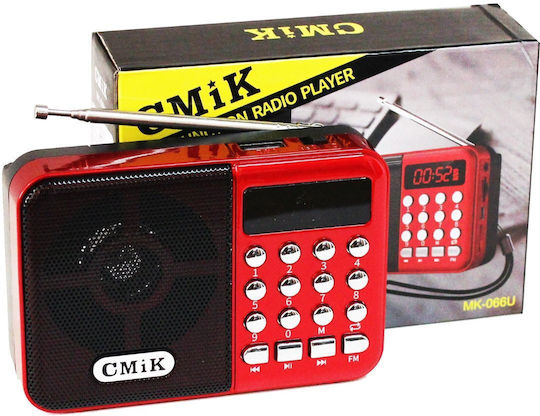 Cmik MK-066BT Ραδιοφωνάκι Επαναφορτιζόμενο με USB Κόκκινο