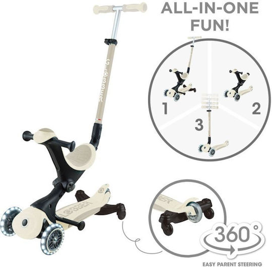 Globber Детски Скутер Сгъваемо Go•Up Deluxe Lights Ecologic 360 3 колела със седалка Бял
