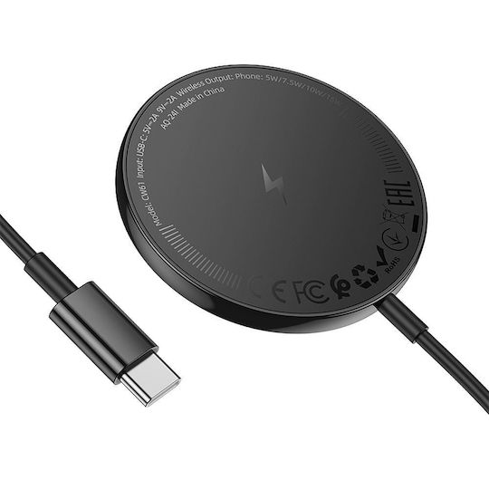 Hoco Ασύρματος Φορτιστής (Qi Pad) 15W Μαύρος (CW61)