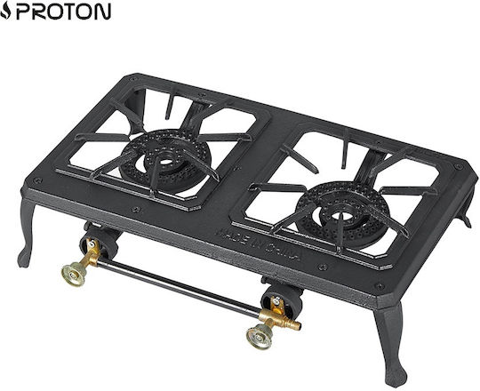 Proton Liquid Gas Countertop Double Burner Black