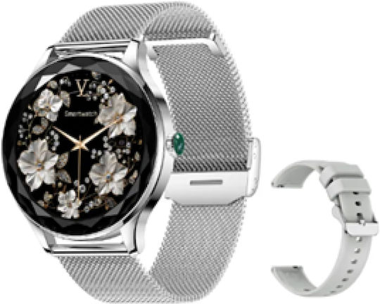 Aoke Gx23Pro Smartwatch με Παλμογράφο (Ασημί Κάσα / Ασημί Λουρί Μεταλλικό)