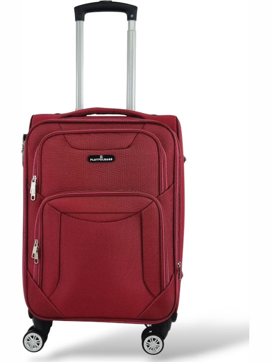 Playbags Βαλίτσα Ταξιδίου Καμπίνας Υφασμάτινη Μπορντό με 4 Ρόδες Ύψους 56εκ.