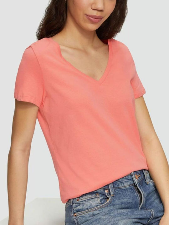s.Oliver Women's Cotton Short Sleeve Top Coral