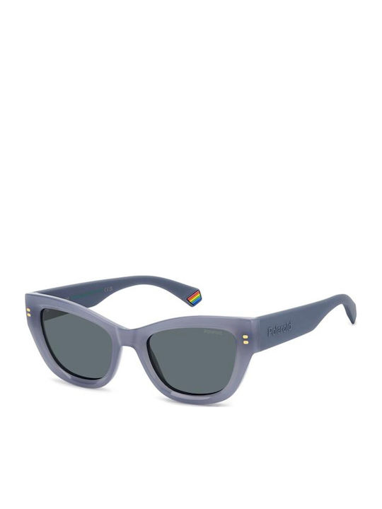 Polaroid Women's Sunglasses with Blue Plastic Frame and Gray Lens PLD6237/S/X MVU/C3