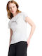 Bluza Damă Sport Tricou Alb-Metalic Argintiu