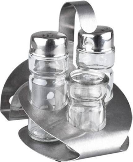 Salz- und Pfeffer-Set Serviettenhalter Inox Glas Zahnstocherhalter N-679