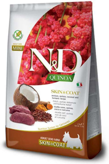 Farmina Quinoa 7кг Суха Храна Диетичен, без Зърнени храни и Глутен за Възрастни Кучета от Малки Породи с Месо, Елен и Зеленчуци