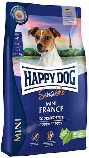Happy Dog France 4kg Trockenfutter ohne Getreide für erwachsene Hunde kleiner Rassen mit Ente, Kartoffeln und Leber