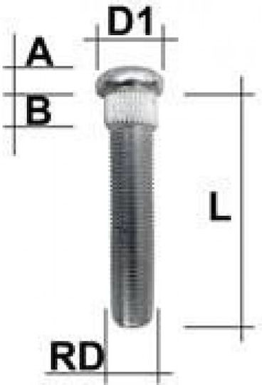 Wheel Lug Bolt M12x1.25 Spline 14.30mm Length 62mm M1225re622