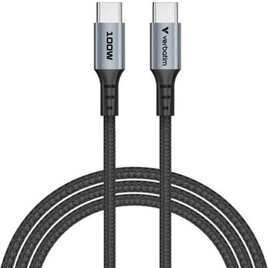 Verbatim Braided USB 2.0 Cable USB-C male - USB-C 100W PD Μαύρο 1.2m 31846