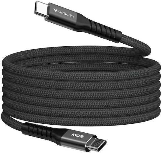 Verbatim Braided USB 2.0 Cable USB-C male - USB-C 60W Μαύρο 1.2m 31859