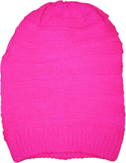 Beanie Unisex Σκούφος Πλεκτός σε Φούξια χρώμα