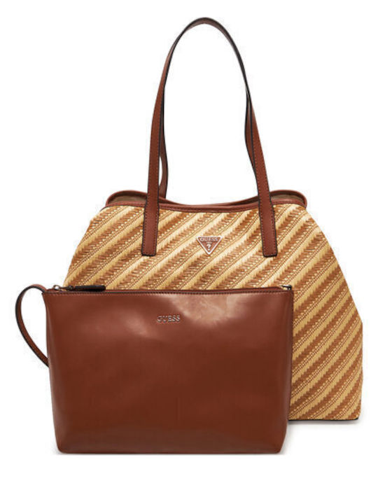 Guess Set Women's Tote Bag Natural / Cognac