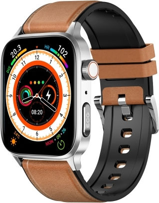 GT22 1.85 Inch TFT Screen Leather Band Health Smartwatch Support Bluetooth Call Plateau Blood Oxygen Body Temperature Arrhythmia Heart Rate Monitoring Brown