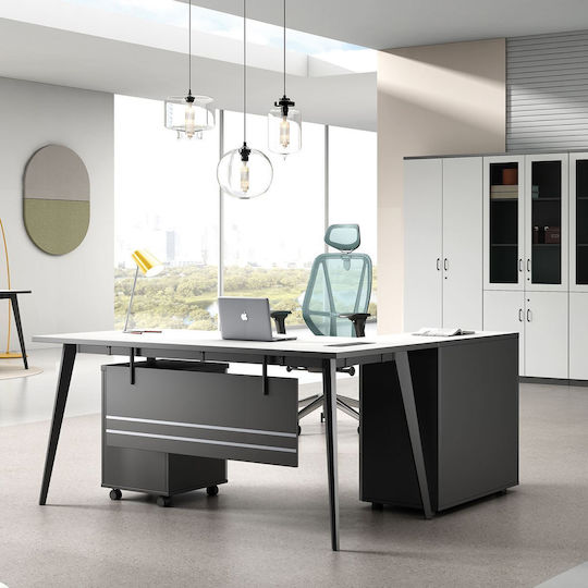 Τραπέζι Συνεδριάσεων Status Ξύλινο Grey, Άσπρο 180x80x75εκ.