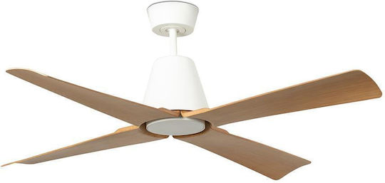 Faro Barcelona Typhoon M 3000K IP44 Ανεμιστήρας Οροφής 130cm με Φως White/maple