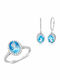 Kiriakos Gofas Set with Earrings & Ring from White Gold 18K with Stones